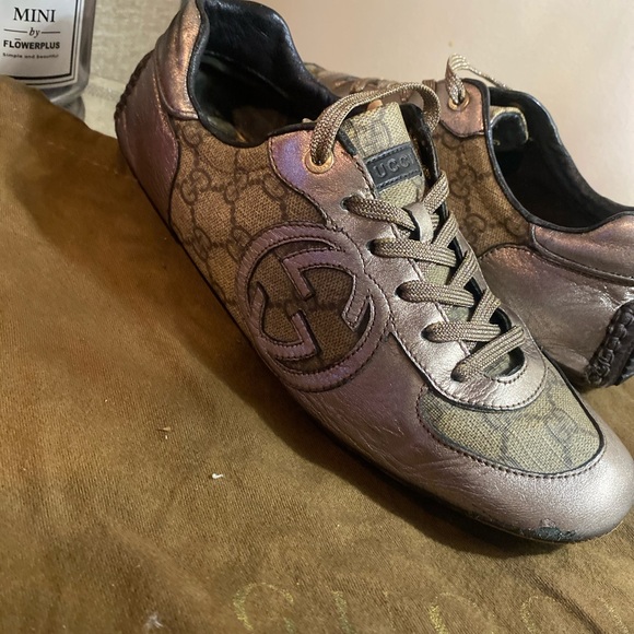 Gucci Leather Trimmed Logo Print Casual Shoes 38 - Picture 7 of 8